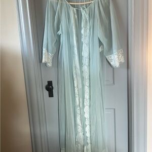 Vintage 1970’s JCPenney Sheer Lace Robe - Soft Blue